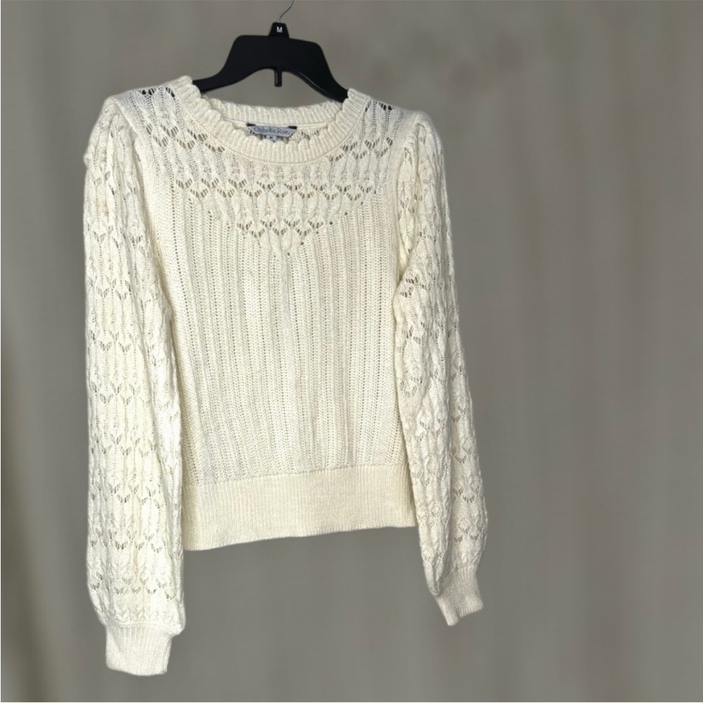 Ophelia Roe Women’s Knit Long Sleeves Sweater Top Ivory NWT Cream Medium - Picture 2 of 3